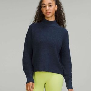 Lululemon Merino Wool-Blend Ribbed Turtleneck Sweater (heathered true navy)
